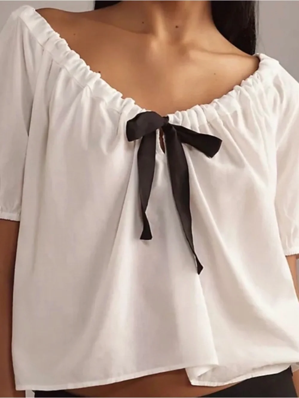 Reformation Kenna Bow Short-Sleeve Blouse